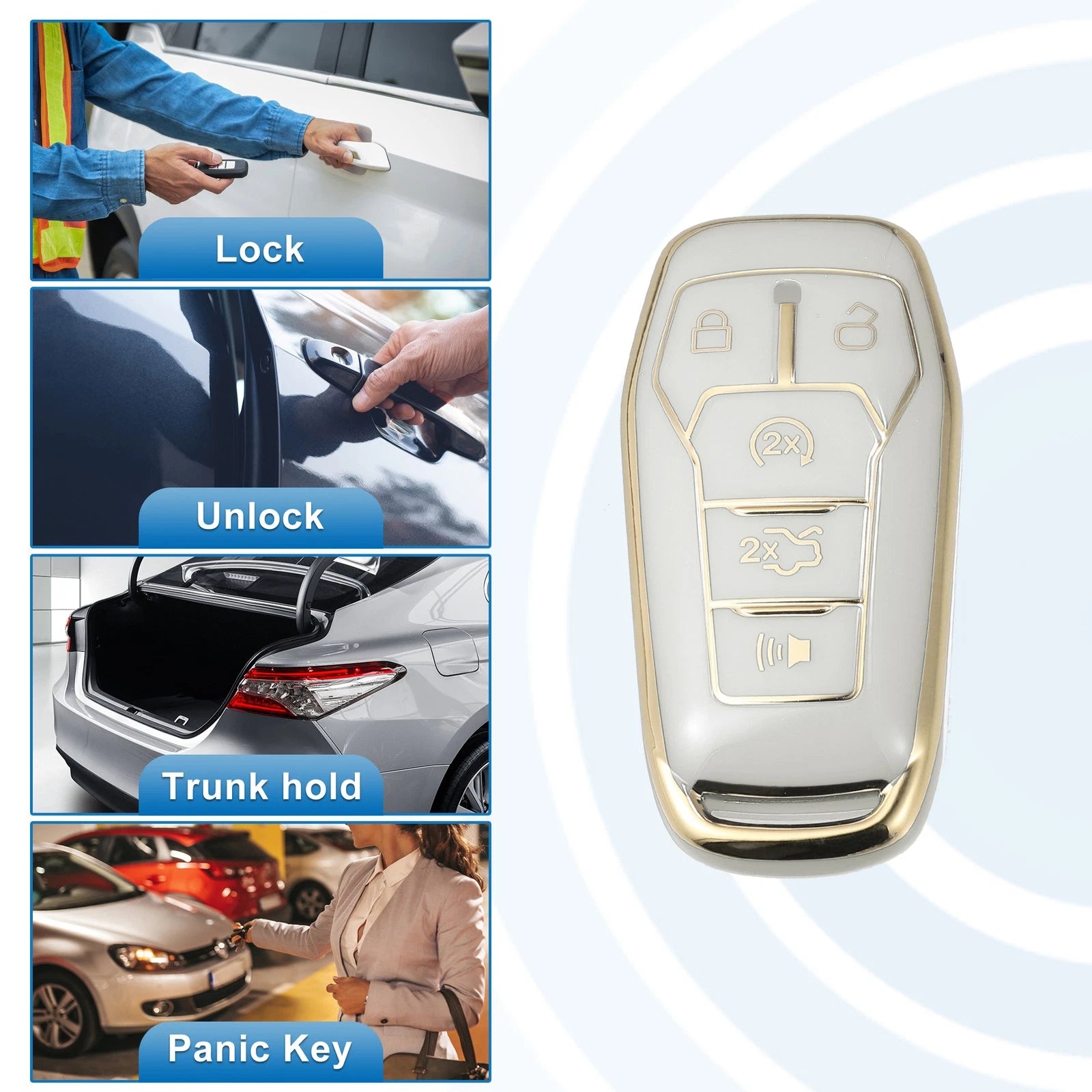TPU Remote Key Fob Case Cover for Ford Fusion F150 (2013–2020)