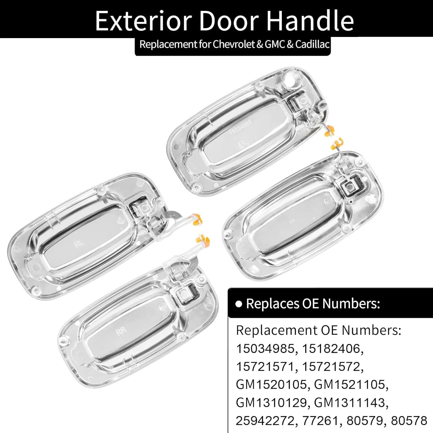 4X Exterior Door Handle for Chevy Silverado GMC Sierra Cadillac (1999–2007) 15182406