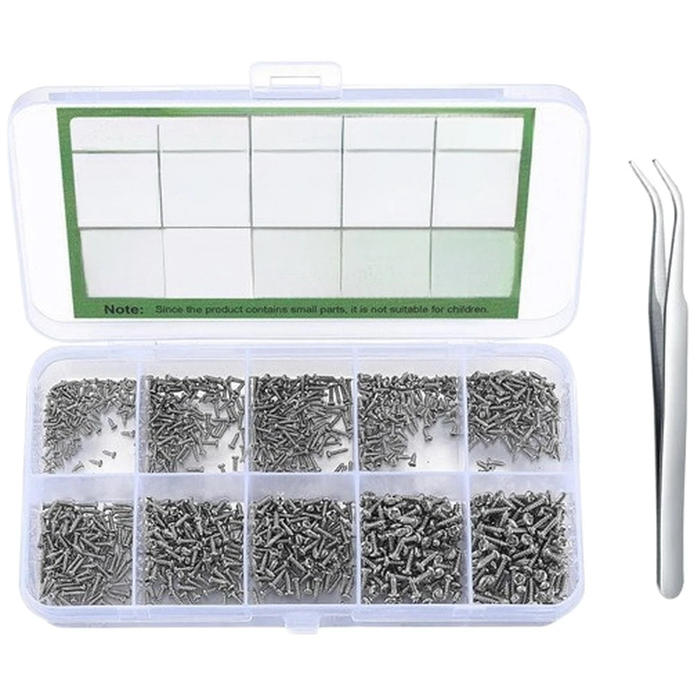 1200pcs Phillips Screws for Sunglasses Repair in Storage Box