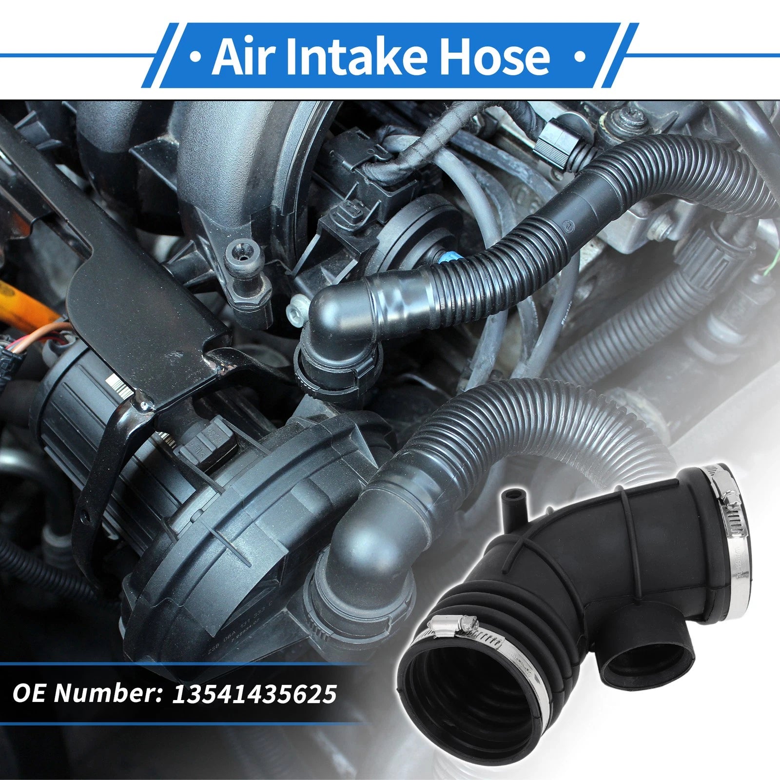 Engine Air Intake Hose with Clamps for BMW 525i E38 (2001–2003) No. 13541435625