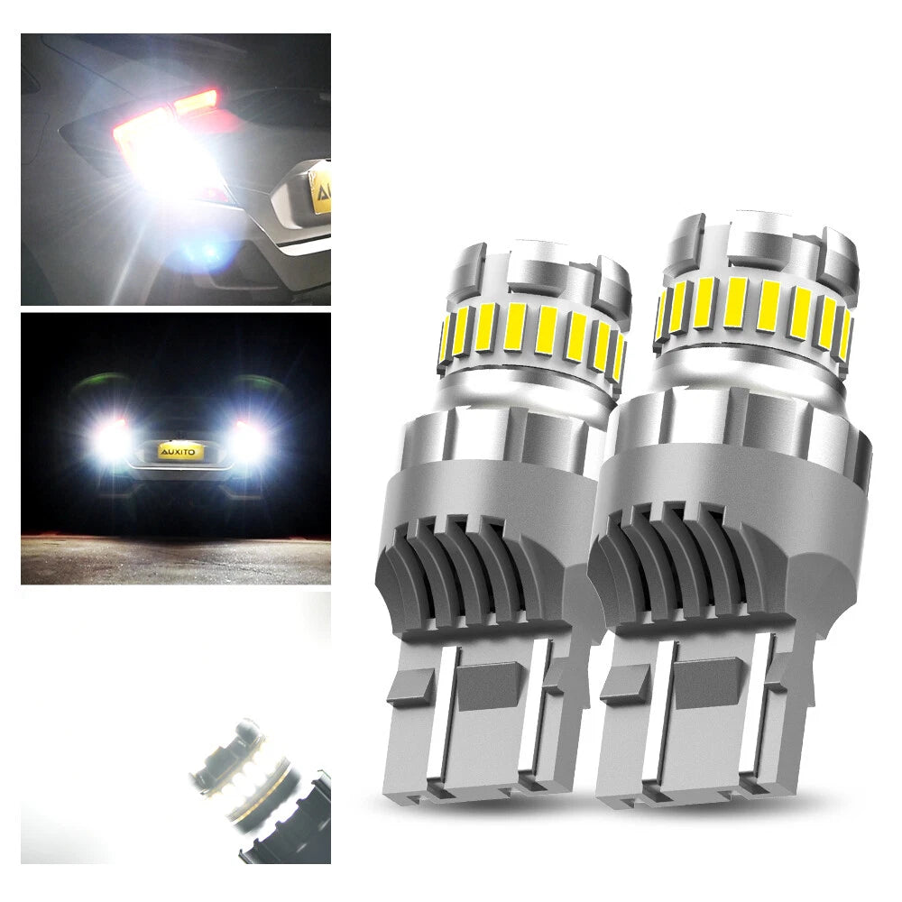 2X T20 7443 7440 7444 LED White Reverse Stop Turn Signal Bulbs