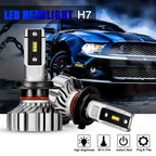 2X H7 LED Headlight Bulbs 6500K 10000LM FANLESS for Cars