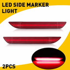 2X Red Lens LED Rear Bumper Side Marker Lights for Ford Mustang (2015–2022)