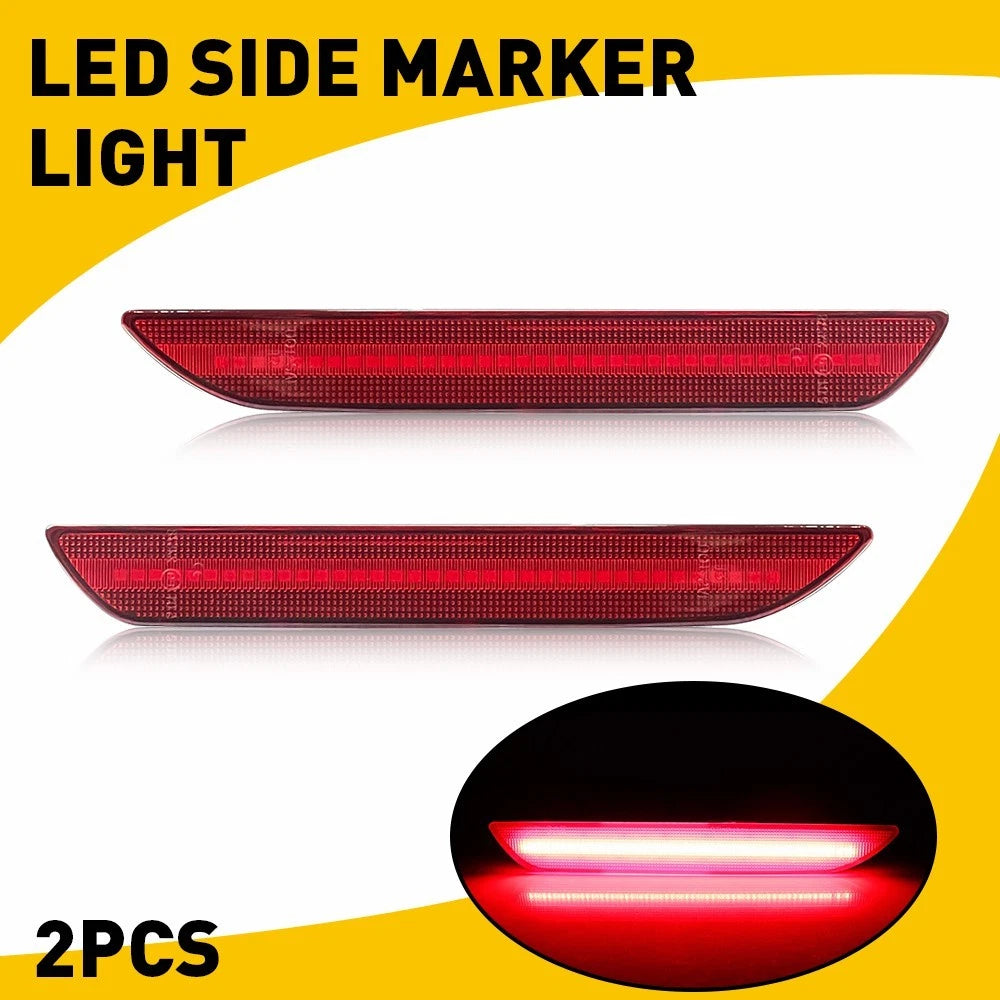 2X Red Lens LED Rear Bumper Side Marker Lights for Ford Mustang (2015–2022)