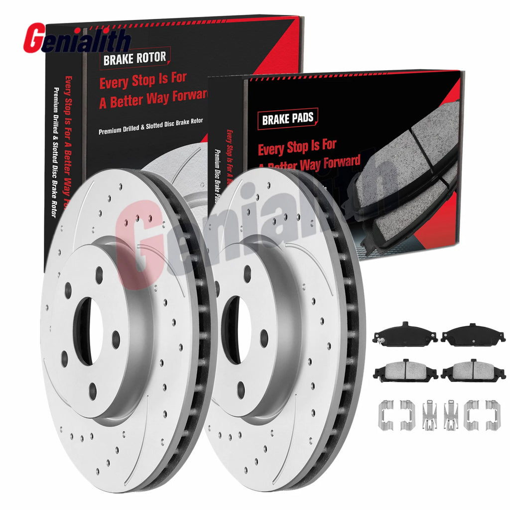 Front Drilled Brake Rotors + Ceramic Pads for Chevrolet Malibu (1997–2003)