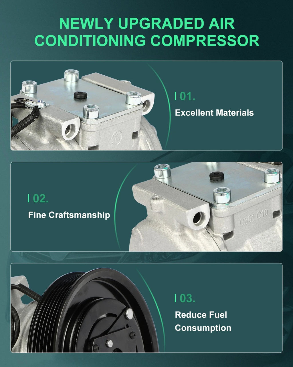 A/C Compressor with Clutch for Honda Accord 2.3L (1998–2002)