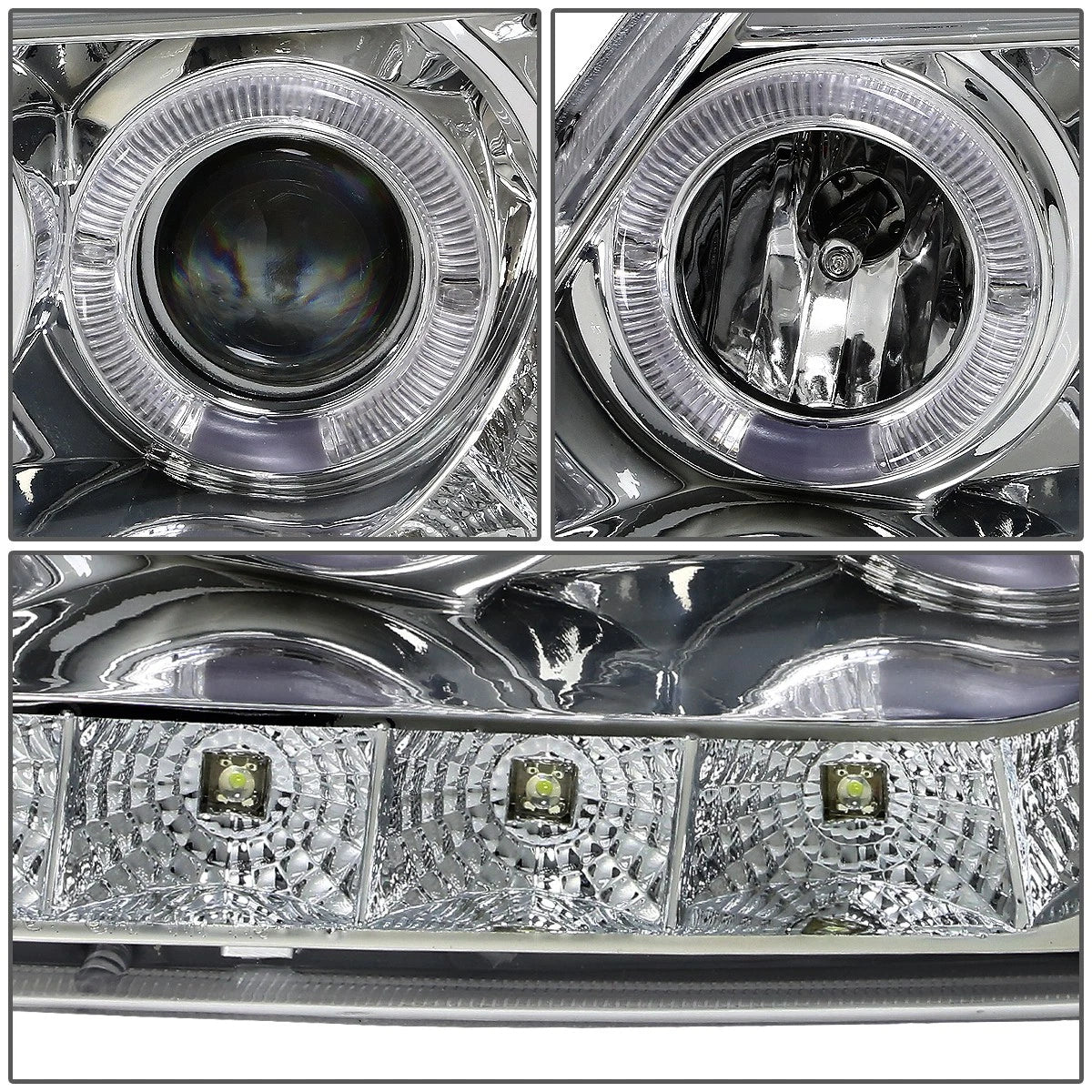 Halo Rings LED DRL for Ford F150 (1997–2003) Chrome Amber Projector Headlights