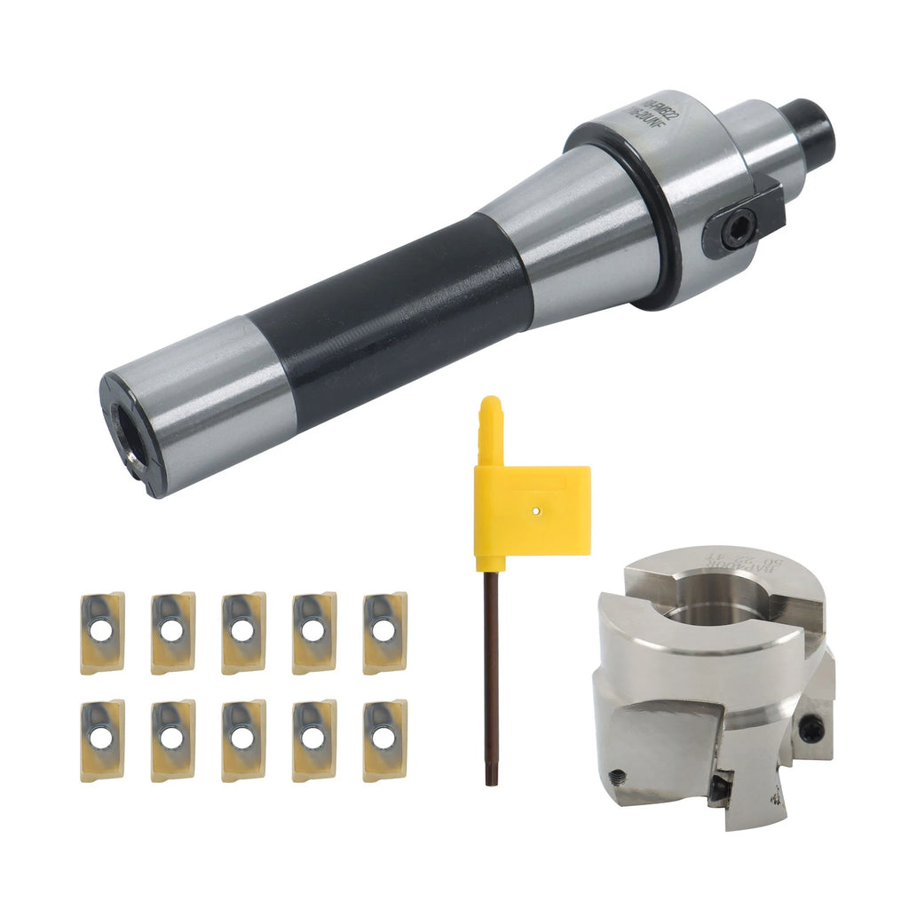 10Pc Carbide Insert Face End Mill Shell Cutter for R8 FMB22 (400R)