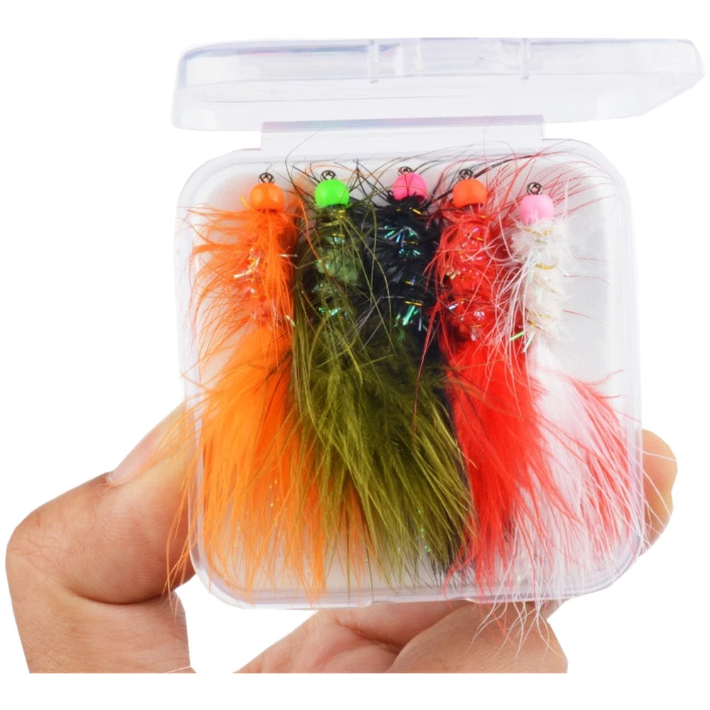 Set of 5 Wooly Bugger Fly Fishing Lures for Trout Bass Perch