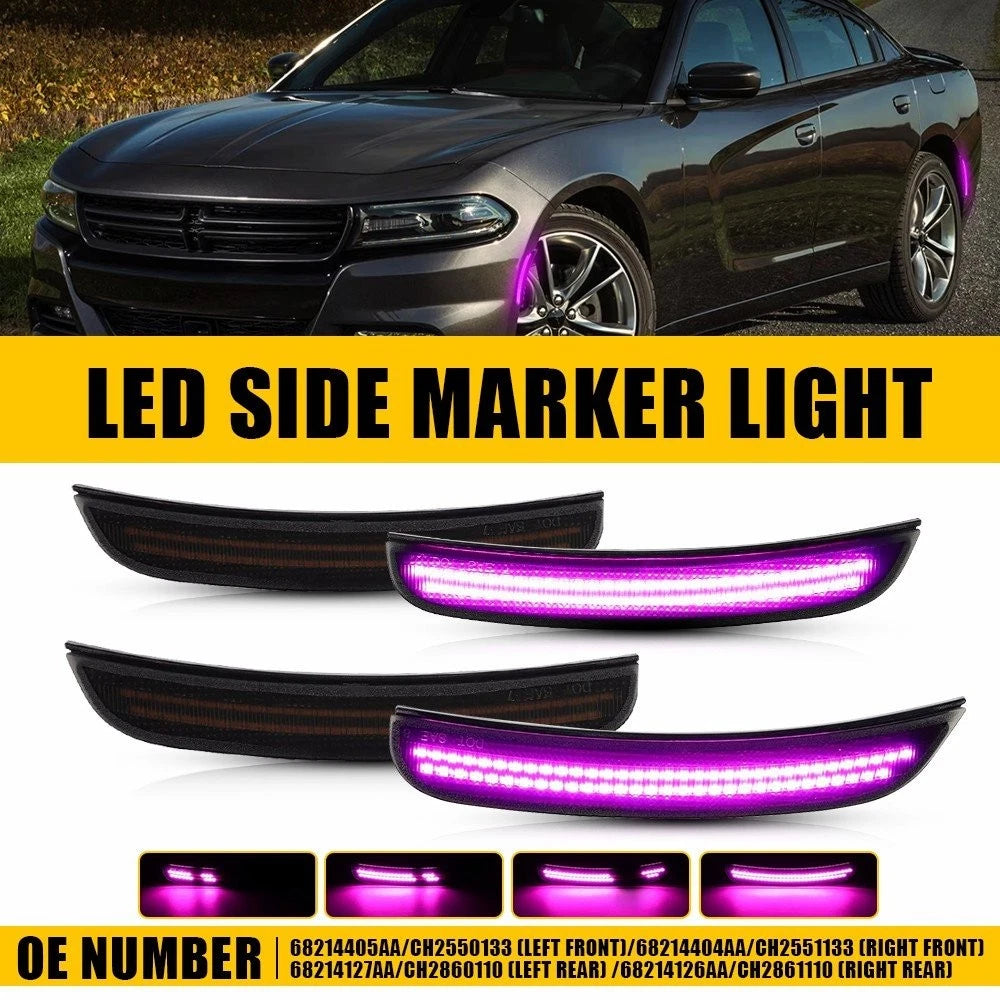 4X LED Side Marker Light Purple for Dodge Charger (2015–2023)