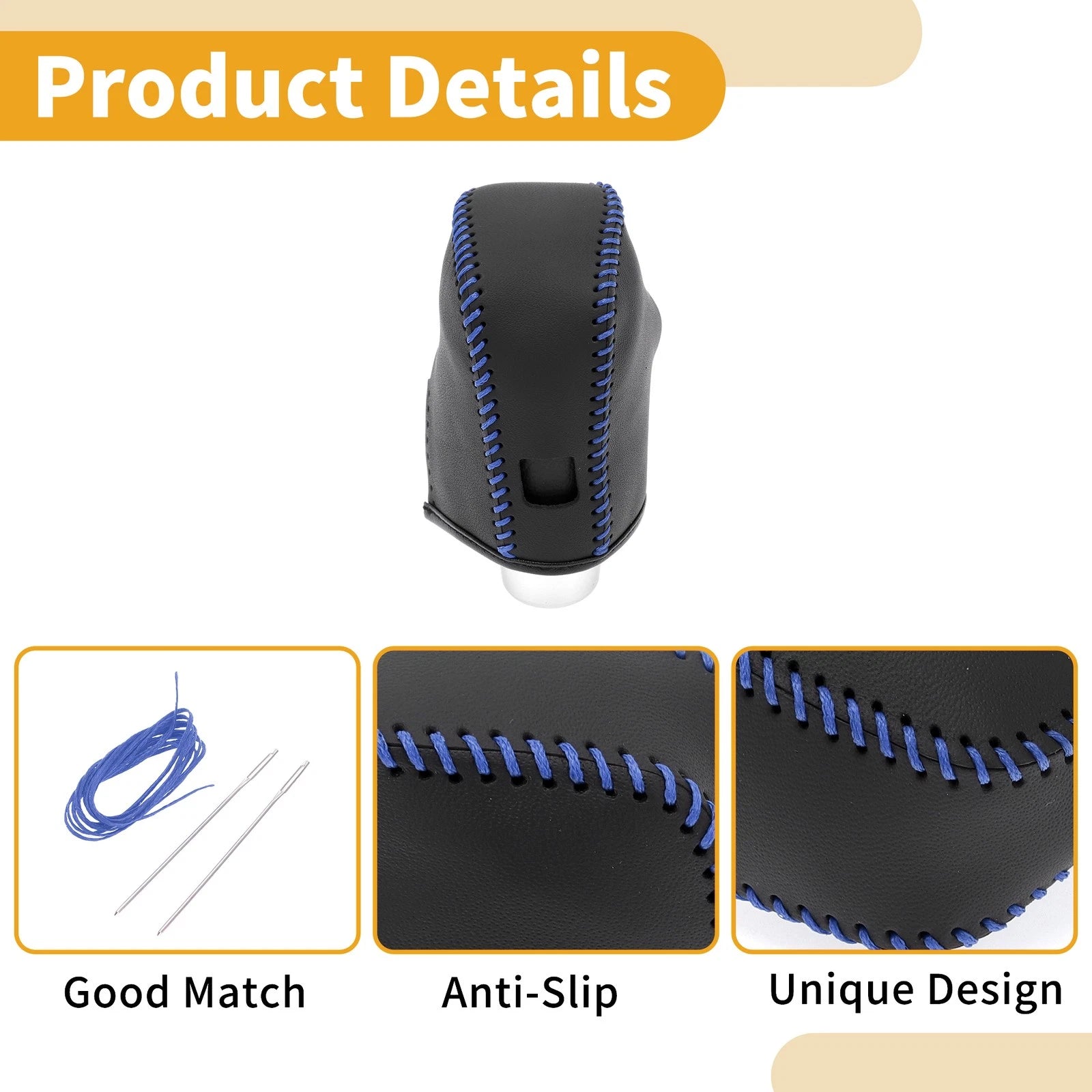 Gear Shift Knob Cover for Nissan Altima (2019–2024) Black Blue Faux Leather