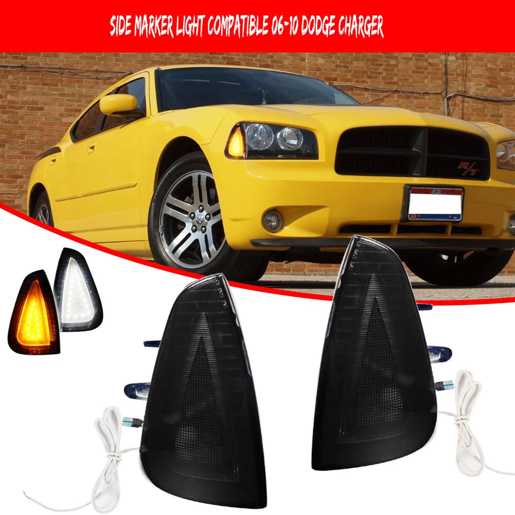 Smoke Switchback LED Corner Parking Marker Signal Lights for Dodge Charger (2006–2010)