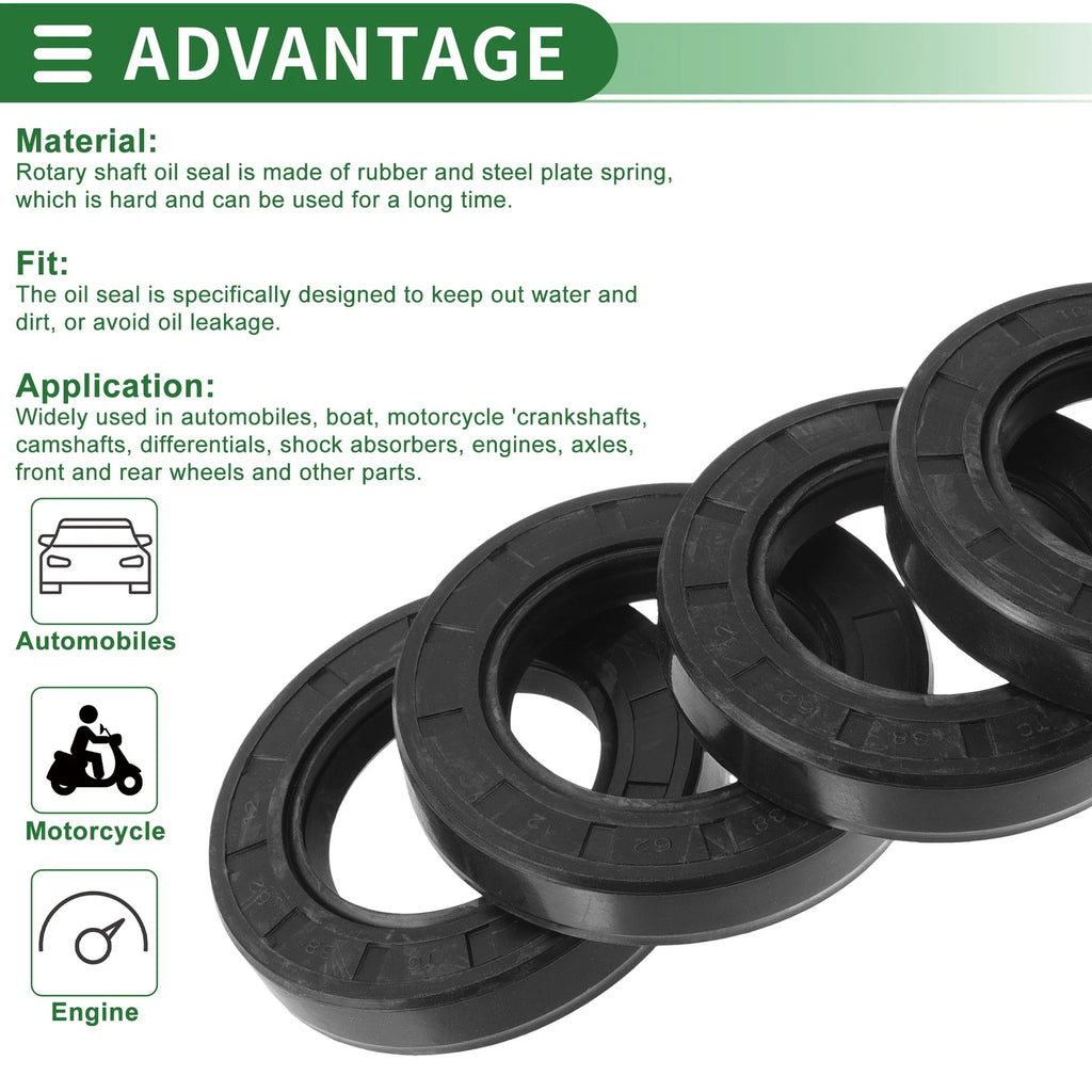 Set of 5 Oil Seal Ring NBR Rubber 38x62x12mm for Rotary Shaft
