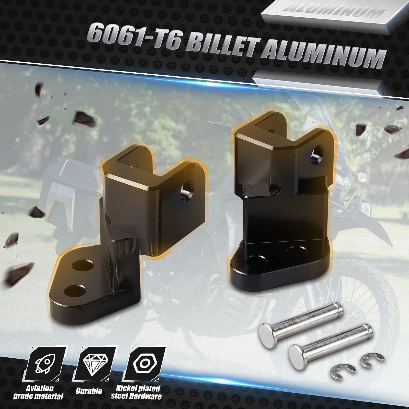 1" Footpeg Lowering Brackets Mount Kit for Kawasaki KLR650 (1987–2018)