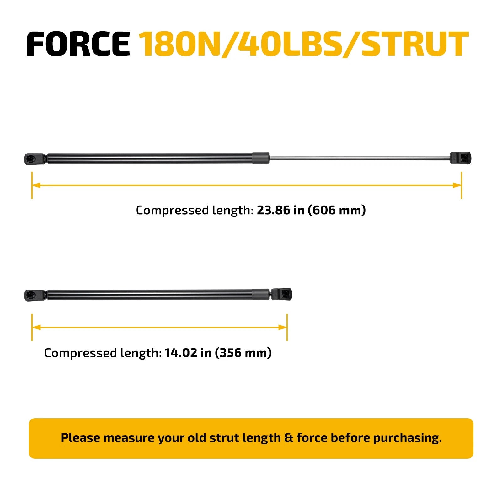 Set of 2 C16-20652 Gas Struts for Leer Camper Shell Side Window (24 inch)