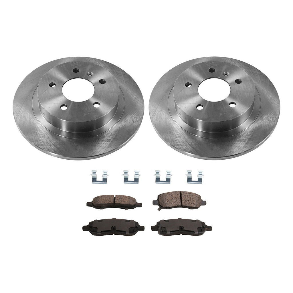 Set of 2 Brake Rotors and Pads for Buick Lucerne (2006–2011) Rear FWD