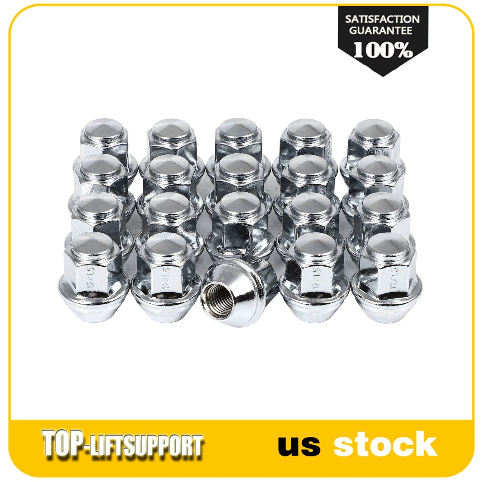 Set of 20 Chrome Bulge Acorn Lug Nuts for Ford Fusion Lincoln MKC