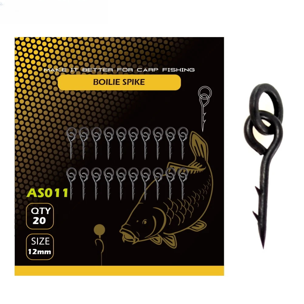 20pcs Carp Hook Set for Fishing (12mm Length, Straight Shank, Carbon Steel)