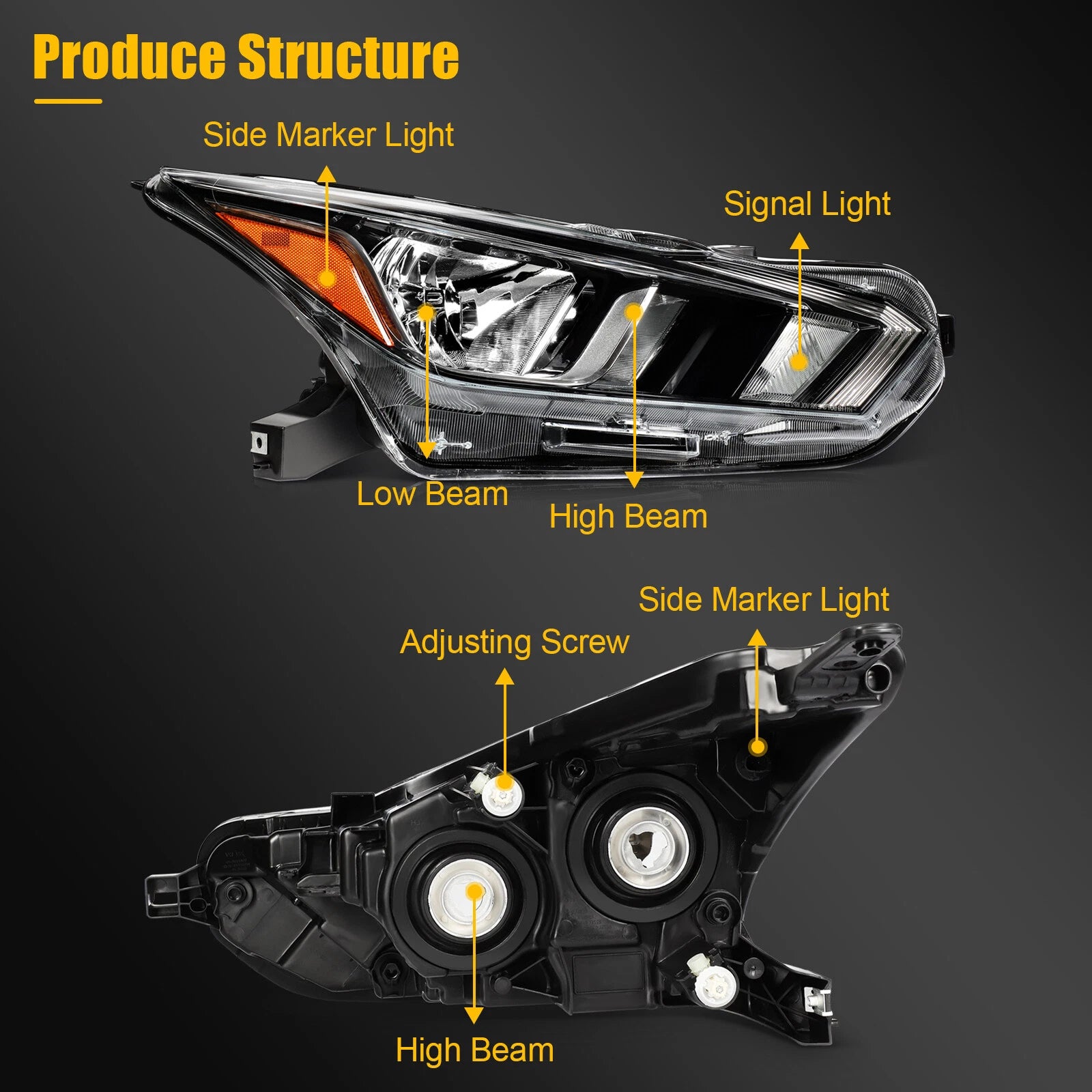 Right Side Halogen Headlight Assembly for Nissan Versa (2020–2024)