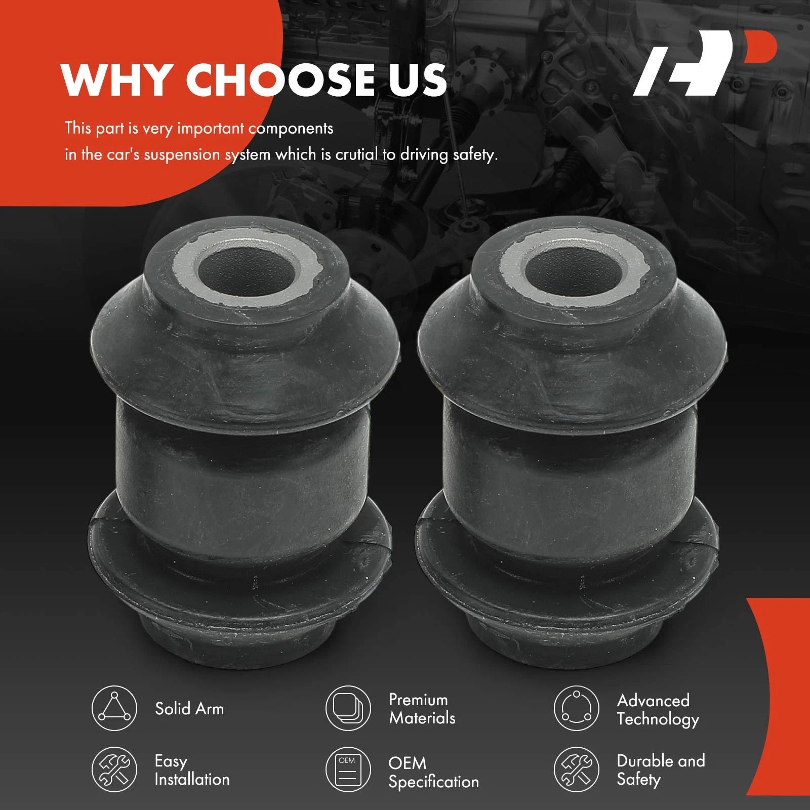 2X Front Lower Control Arm Bushing for Hyundai Elantra (2011-2019)
