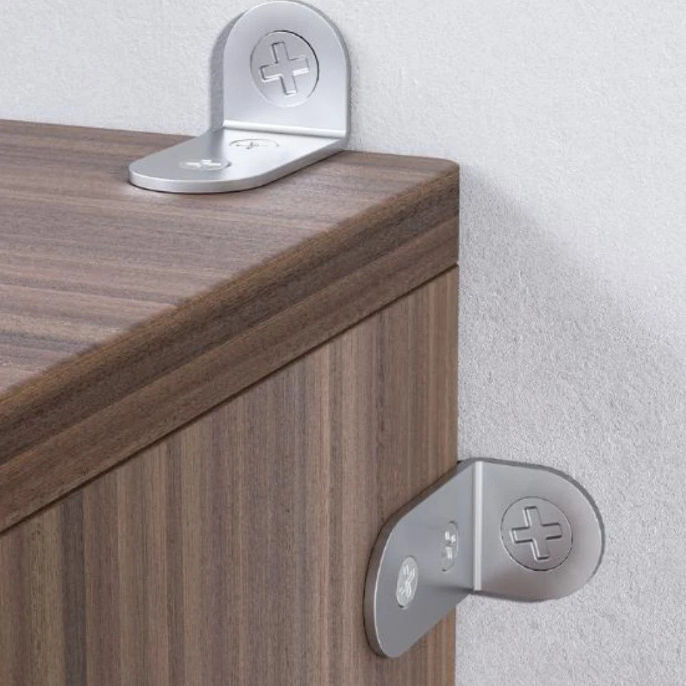 Set of 6 Anti-Tipping Devices with Steel Cable for Furniture Safety