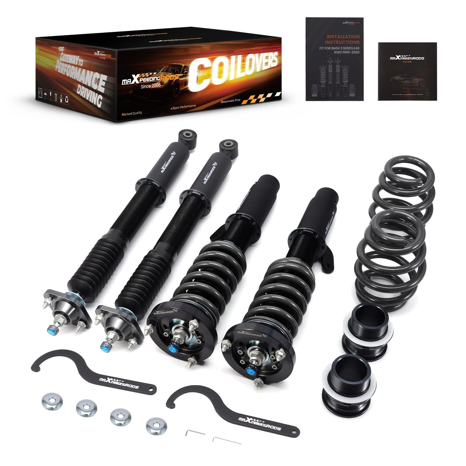 Set of 4 Lowering Coilovers for BMW E46 Coupe/Convertible (2000–2006)