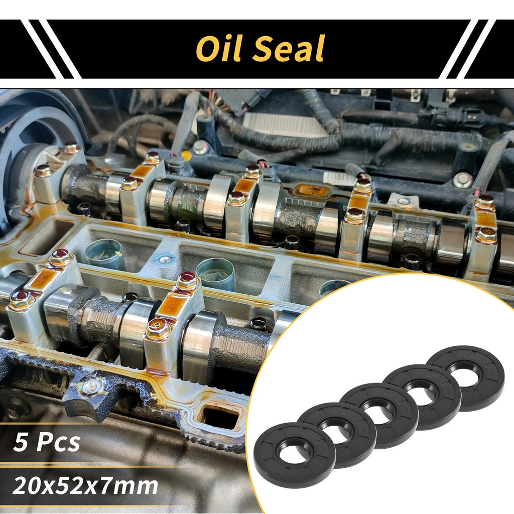 Set of 5 Oil Seal Rotary Shaft Seal NBR Rubber 20x52x7mm