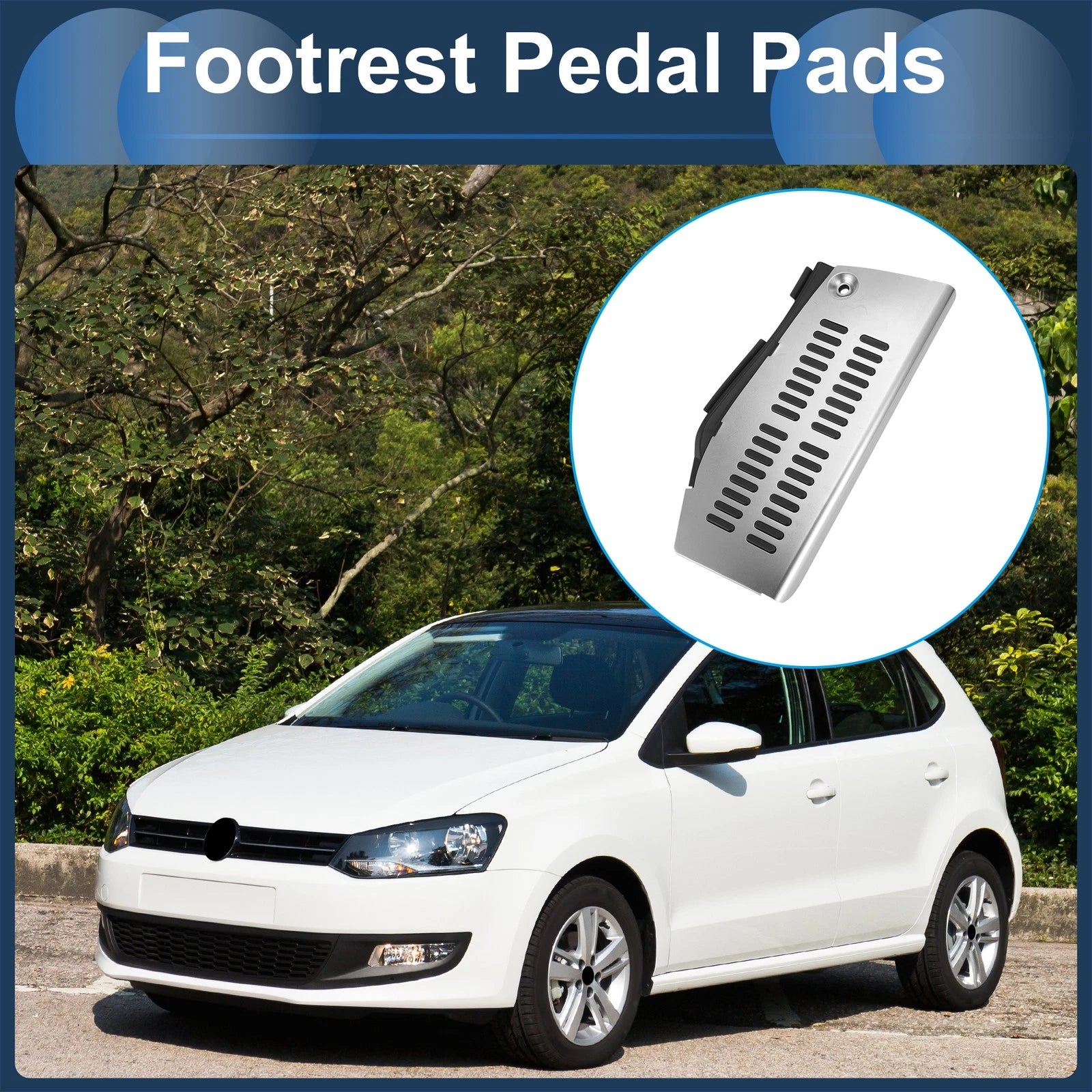 Footrest Pedals Cover for Volkswagen Polo (2009–2017) Silver Tone