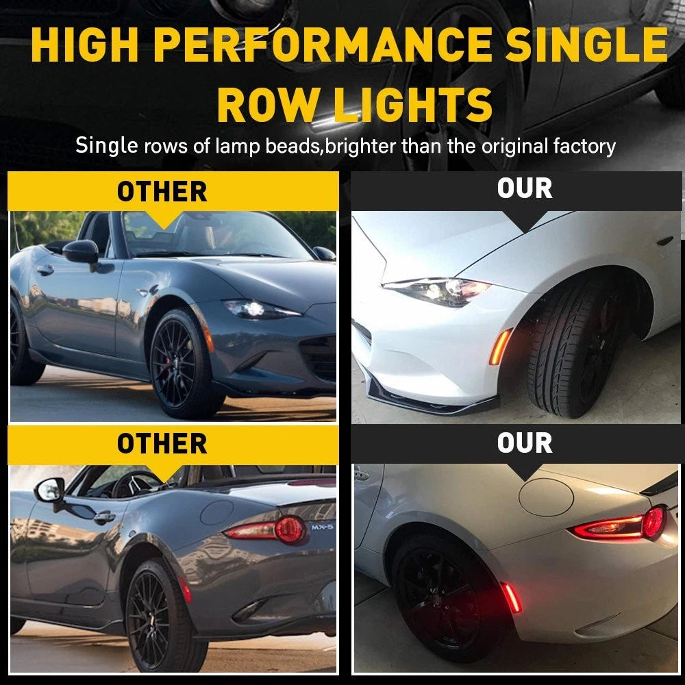 Set of 4 Smoked Lens LED Side Marker Lights for Mazda Miata MX-5 (2016–UP)