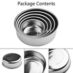 Set of 4 Stainless Steel Mixing Bowls with Lids for Kitchen Use