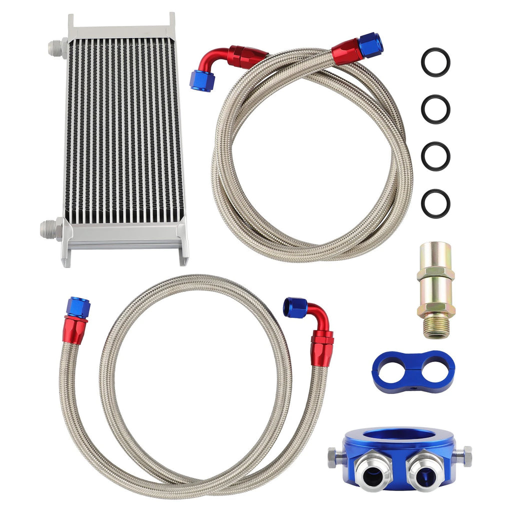 19 Row AN10 Oil Cooler for Universal Applications with Swivel Ends & Plate