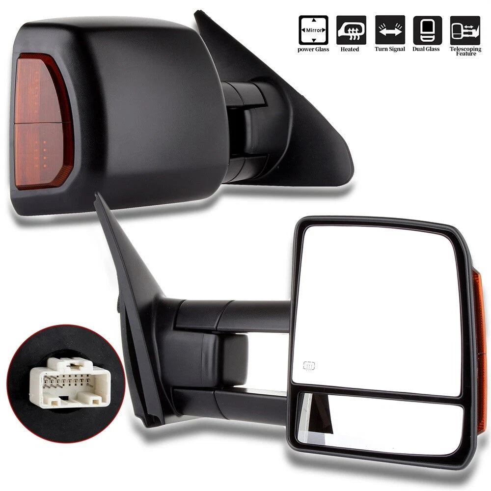 Set of 2 Power Heated LED Signal Towing Mirrors for Toyota Tundra Sequoia (2007–2017)