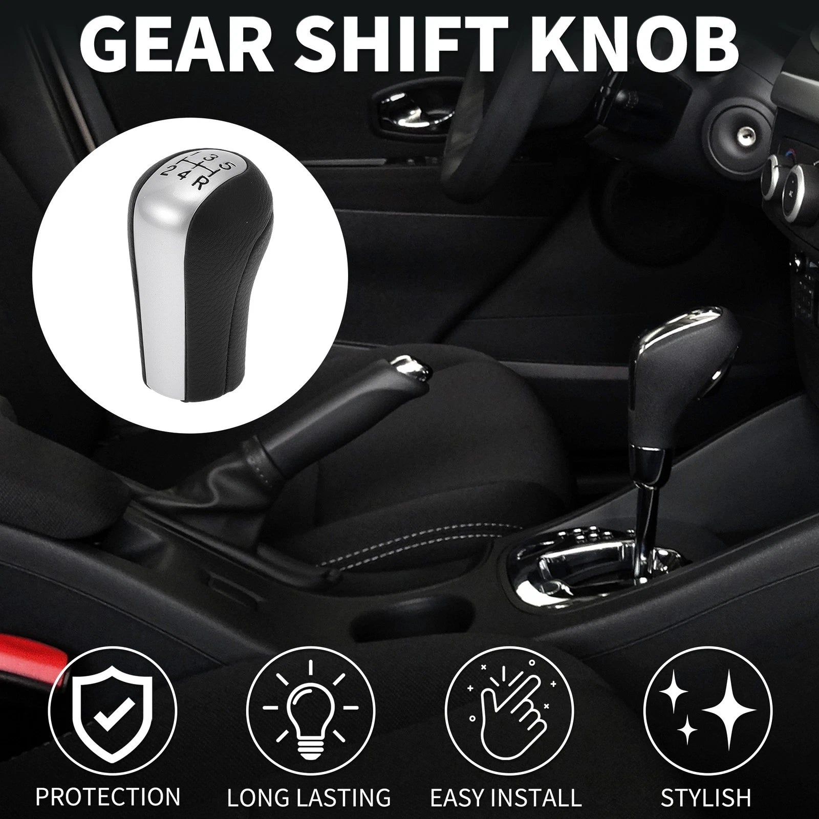 5 Speed Manual Gear Shifter Knob for Toyota Corolla (1992–2013) Faux Leather Black