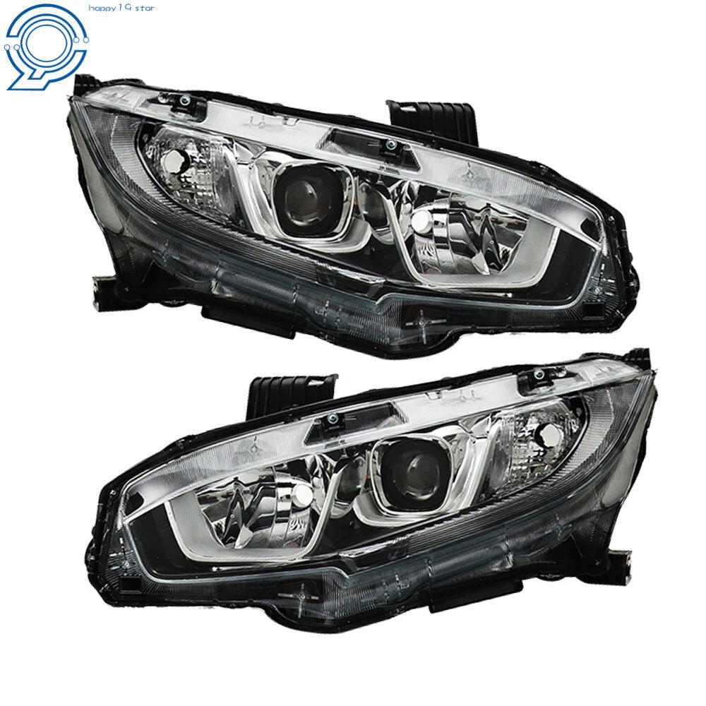 LED Projector Headlights for Honda Civic (2016–2020) Electroplated Pair