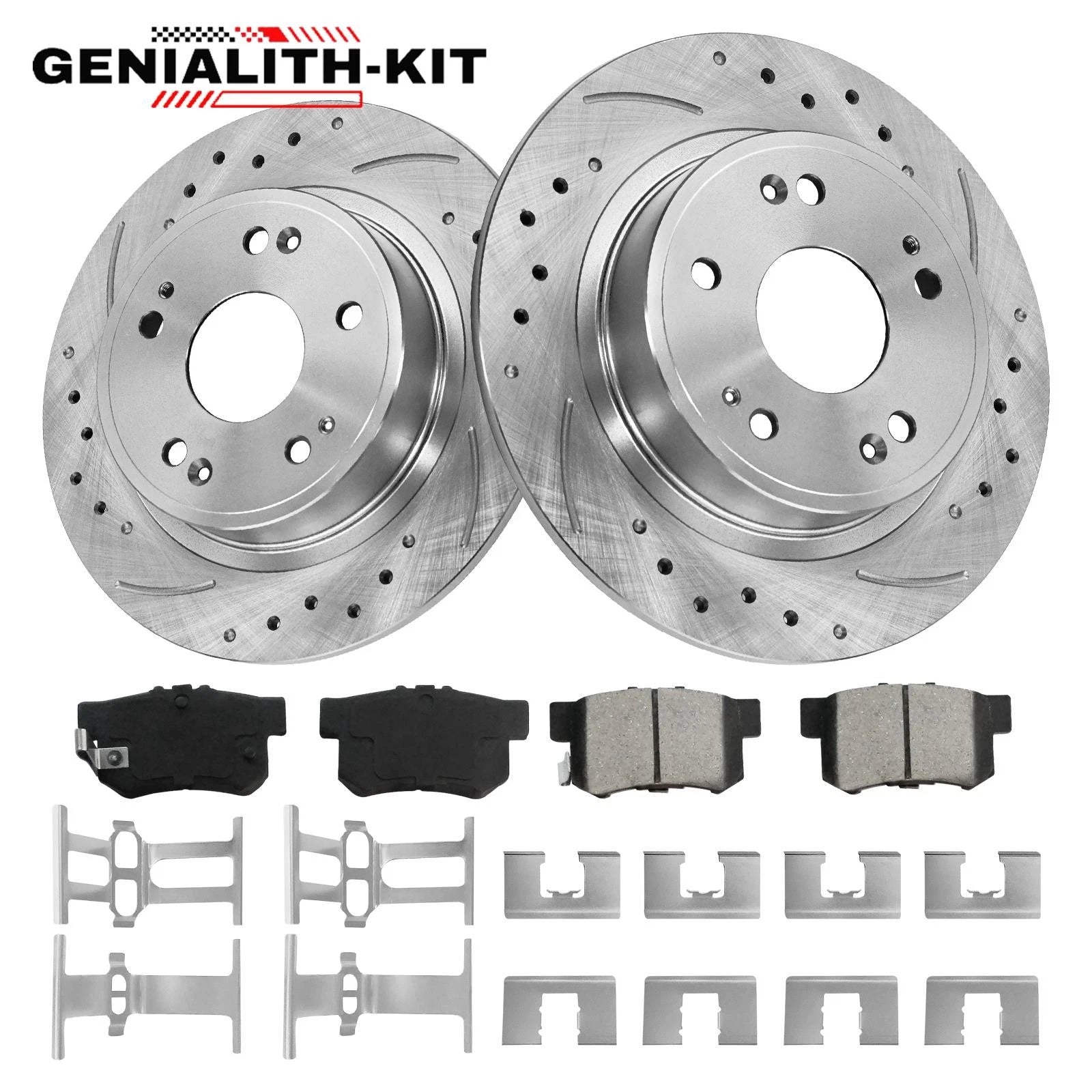 Rear Set Brake Rotors Ceramic Pads Kit for Honda Accord V6 (2005–2007)