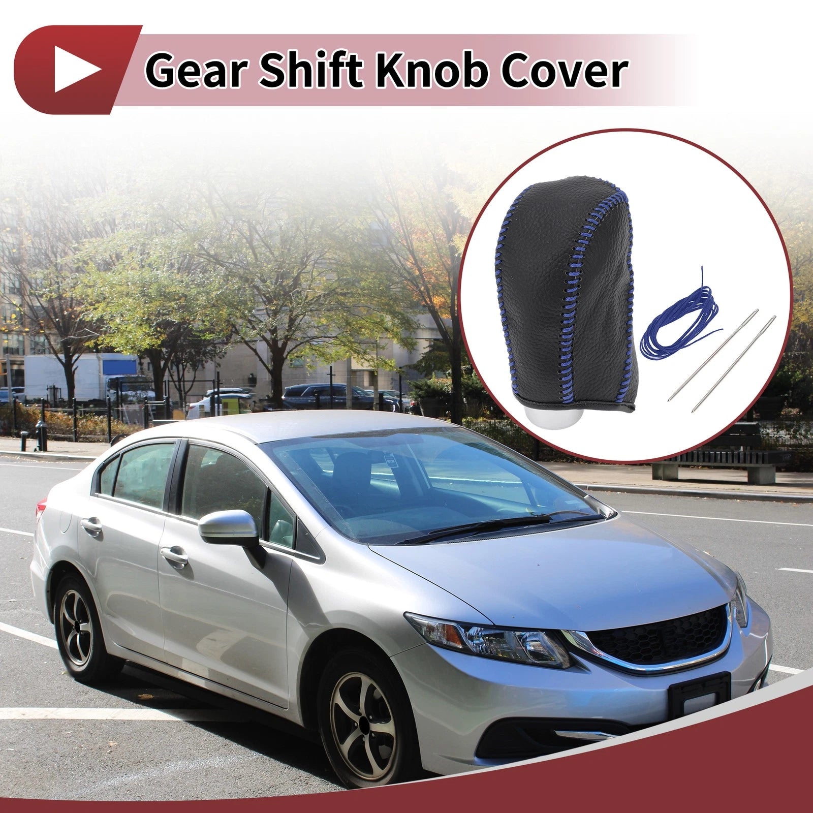 1 Pc Gear Shift Knob Cover for Subaru Forester (2014–2017) Pebbled Black Blue