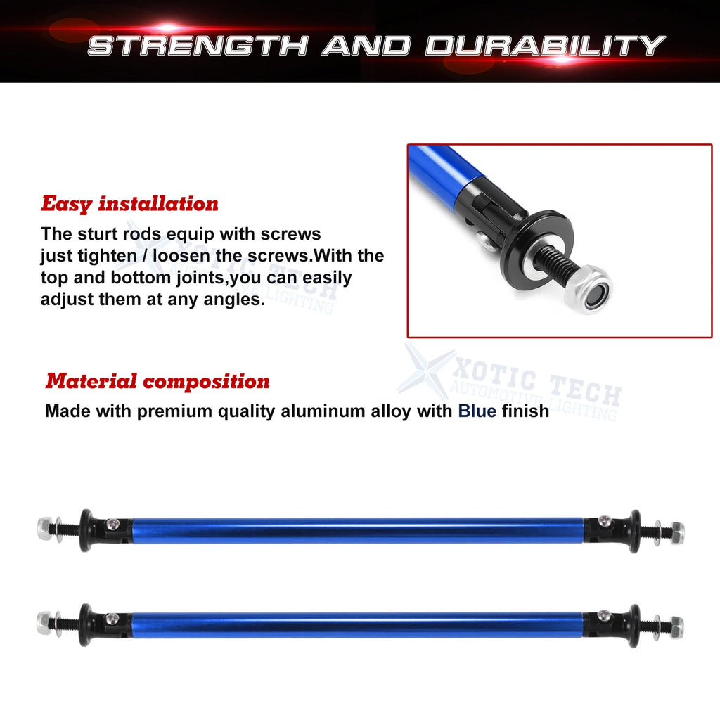2-Piece Blue Front Bumper Lip Splitter Strut Rod Tie Bars for Charger (2015-2021)