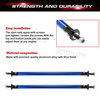 2-Piece Blue Front Bumper Lip Splitter Strut Rod Tie Bars for Charger (2015-2021)