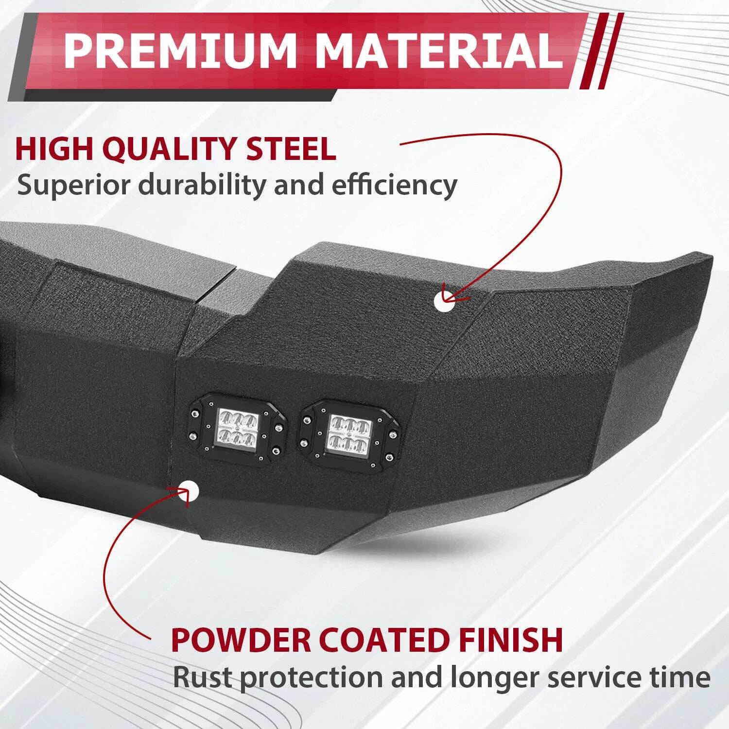 Front Bumper w/Winch & LED Light & D-ring for Chevrolet Silverado 1500 (2014–2015)