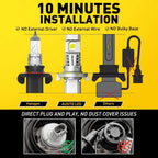 Set of 4 H13 9008 LED Headlight Bulbs for High Low Beam (6500K)