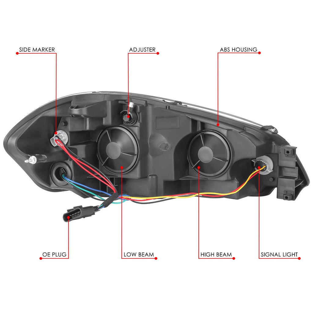Smoked/Amber Reflector Halogen Headlights for Chevrolet Impala Monte Carlo (2006–2016)
