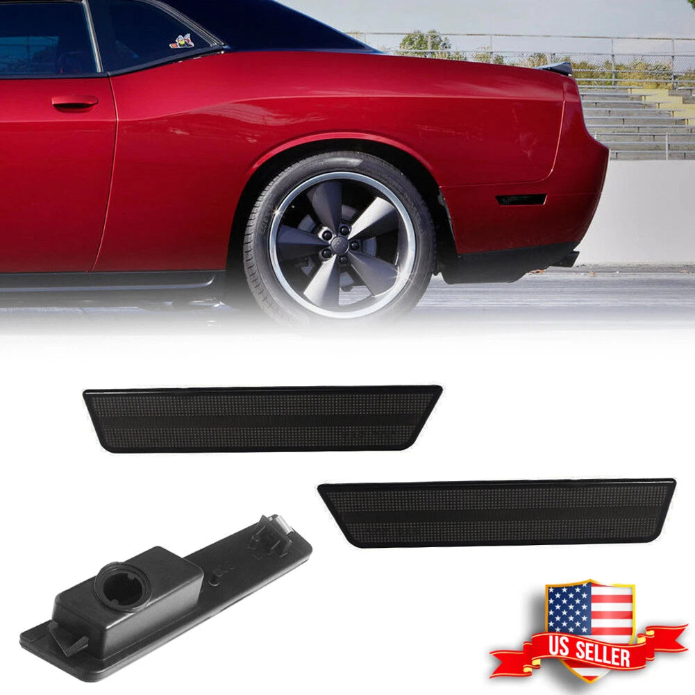 Set of 2 Smoked Lens Rear Side Marker Lights for Dodge Challenger/Charger (2008–2014)