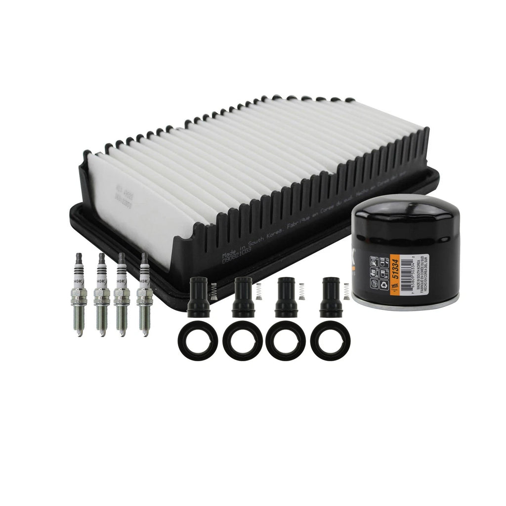 Tune Up Kit with 4 NGK Spark Plugs & Coil Boots for Accent Rio Soul (2011–2019)