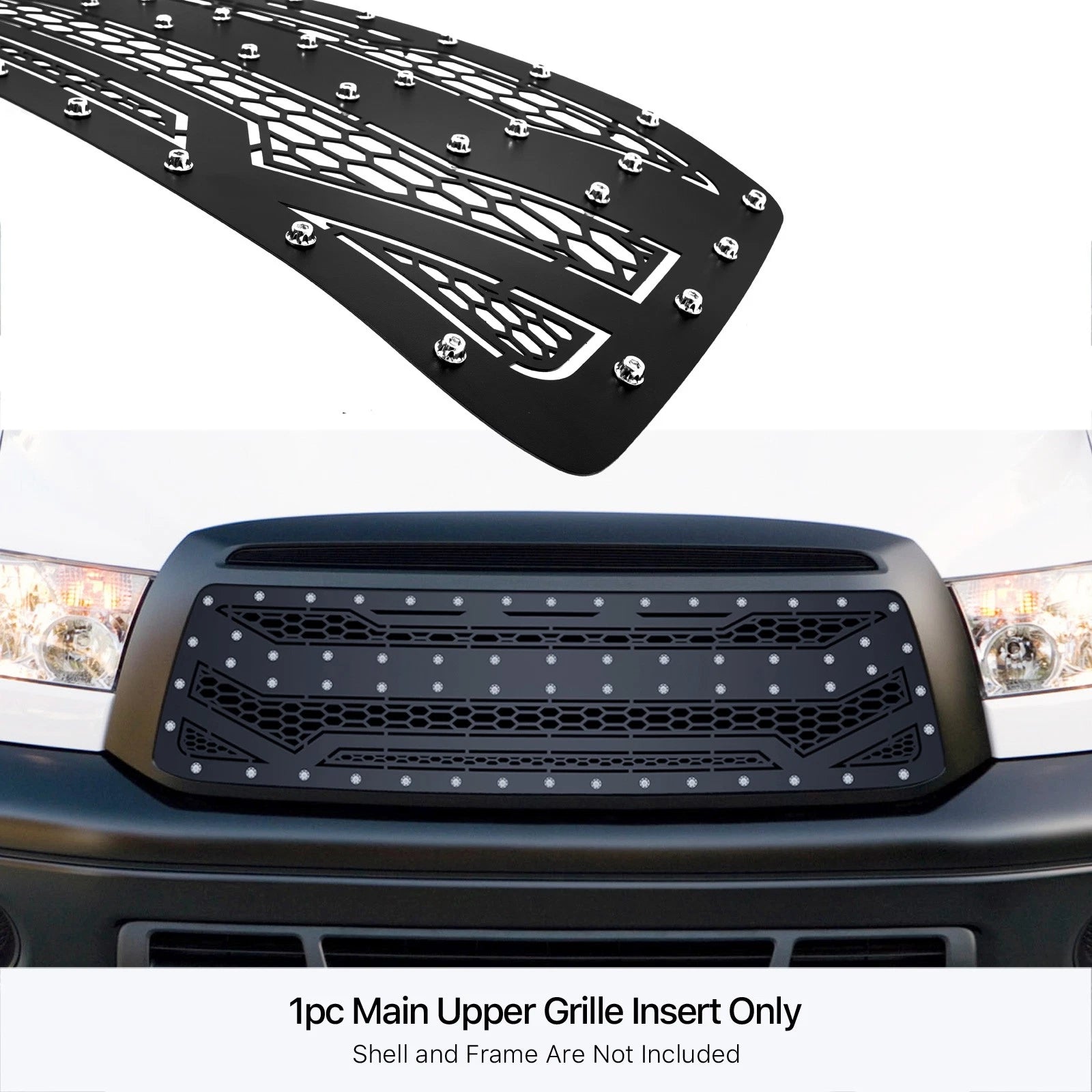 Upper Stainless Black Rivets Grille Insert for Toyota Tundra (2010-2013)