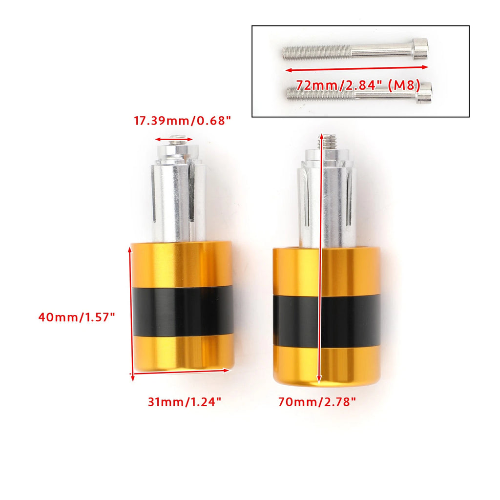 Set of 2 CNC Gold 7/8" 22mm Handle Bar Ends Vibration Reducing Sliders