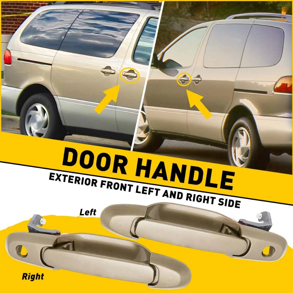 2X Exterior Door Handle Beige for Toyota Sienna (1998–2003)
