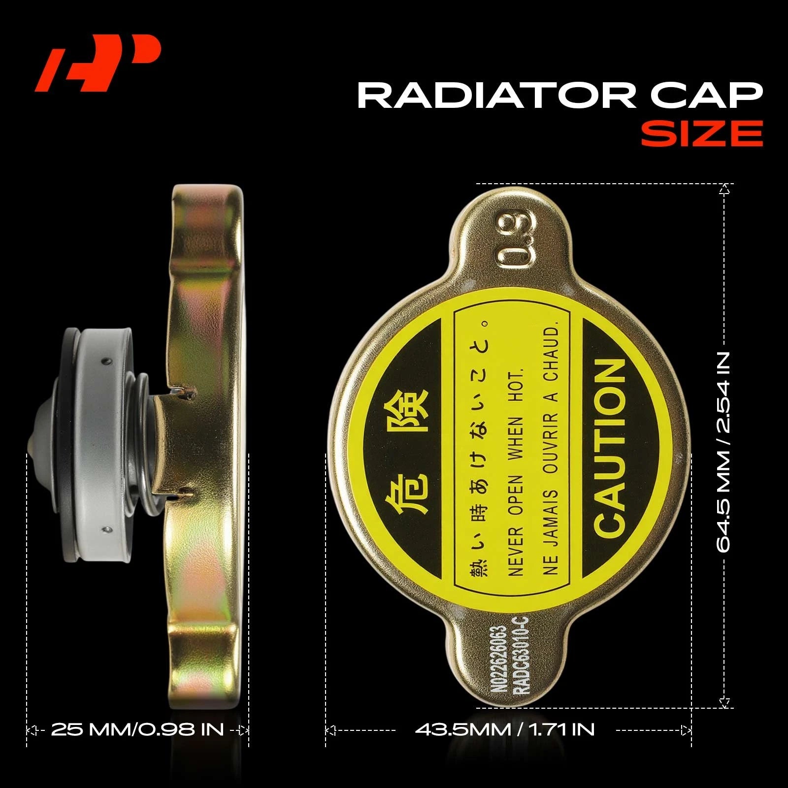 Radiator Cap for Honda Civic, Hyundai Elantra, Dodge Avenger (2001–2015)