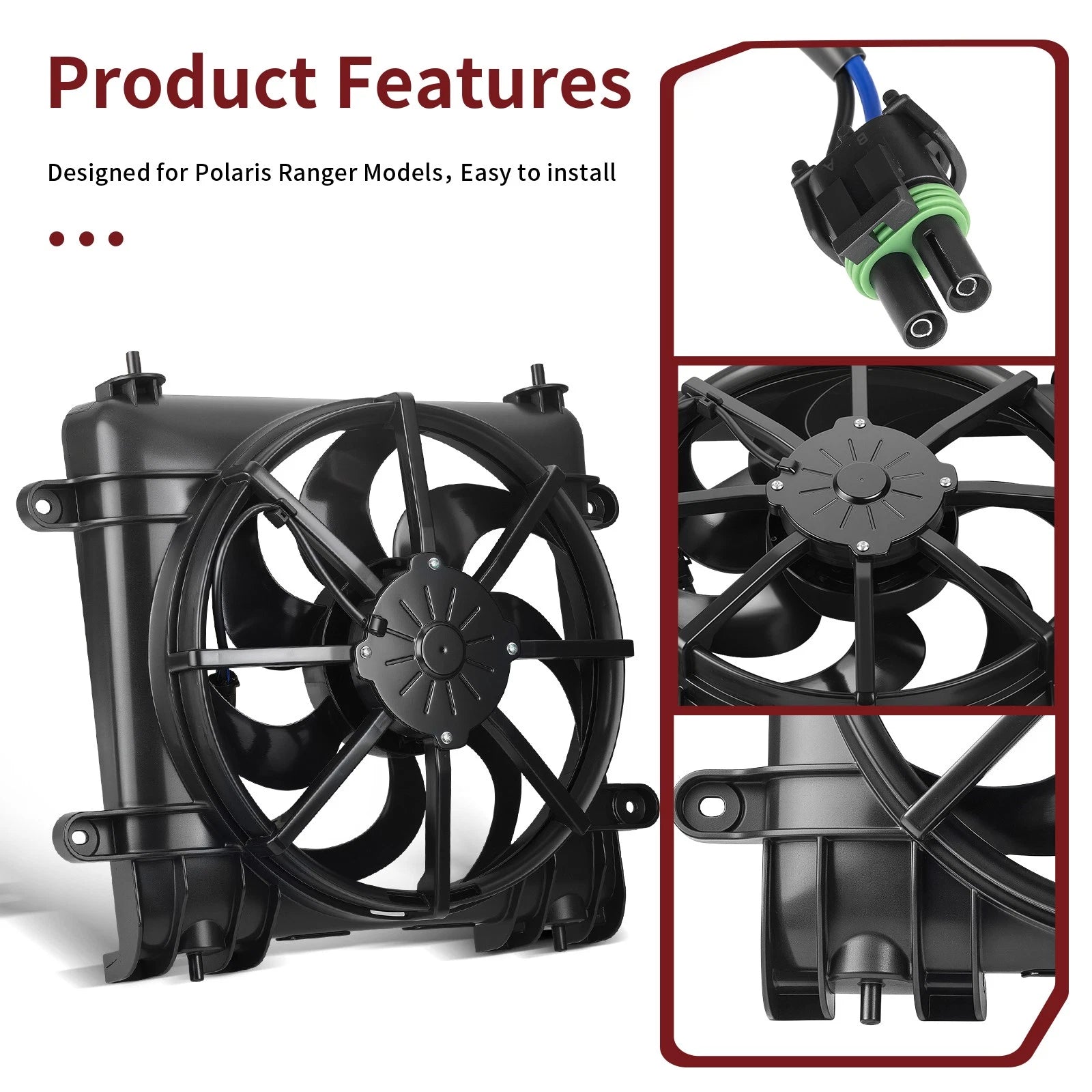 Radiator Fan Assembly for Polaris Ranger 570 900 1000 Crew XP (2015–2023)