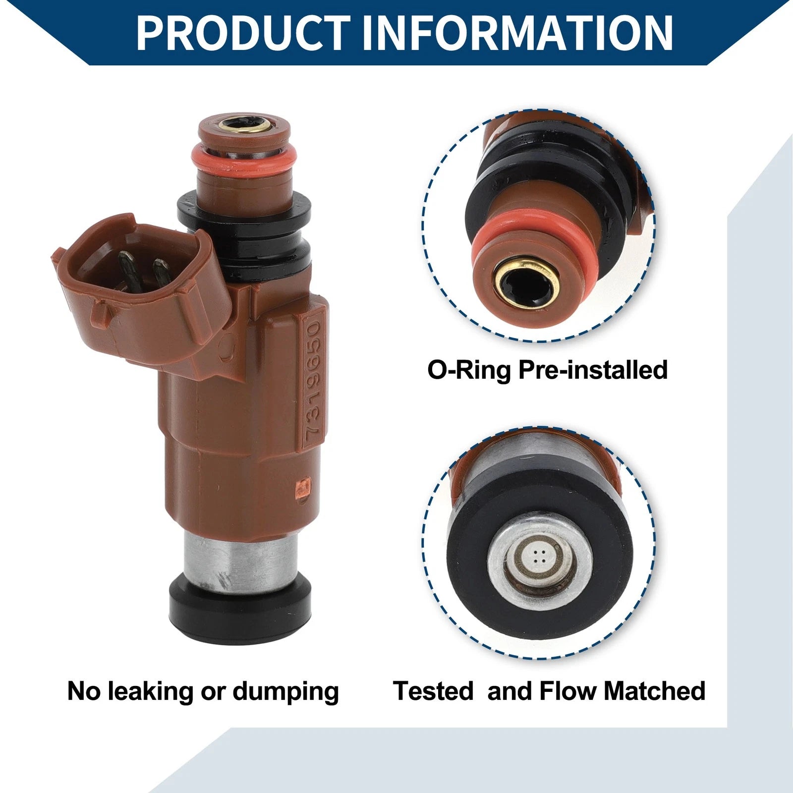 Fuel Injector No.FP35-13-250 for Mazda 626 LX (2000–2002) 1 Pc Brown