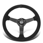 NRG RST-037MB-S 350mm 1" Depth 3-Spoke Black Suede Steering Wheel for Universal